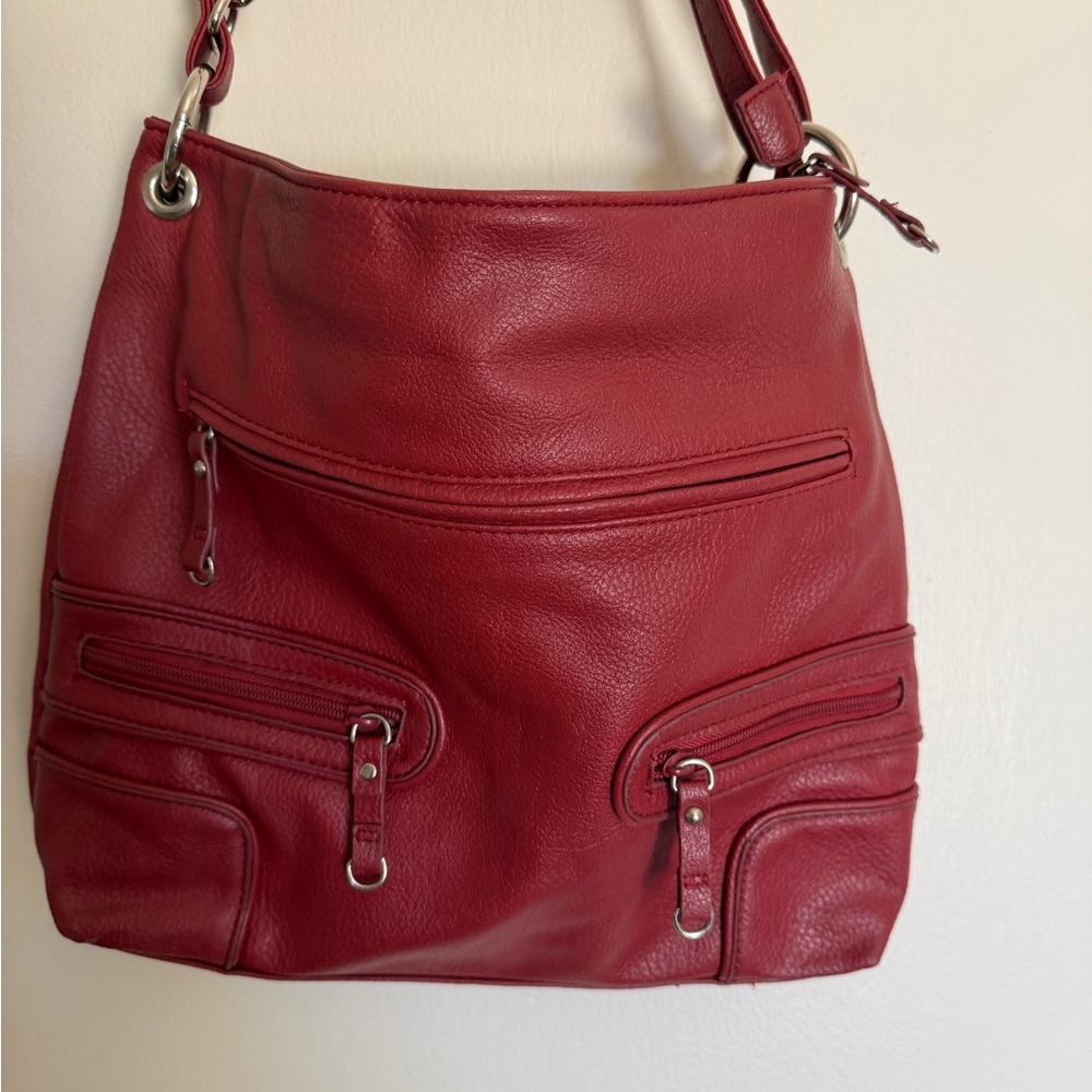 Alfred Dunner burgundy Red Leather Shoulder Bag